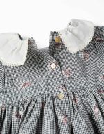 Robe en coton vichy à imprimé floral pour bébé fille, blanc/bleu marine – Image 3