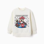 Sweat-shirt en coton blanc à imprimé Mario Kart pour garçon