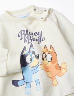 Ensemble de jogging en coton imprimé Bluey pour bébés et enfants, blanc/bleu – Image 3