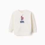Sweat-shirt en coton blanc à motifs Spider-Man pour bébés et garçons