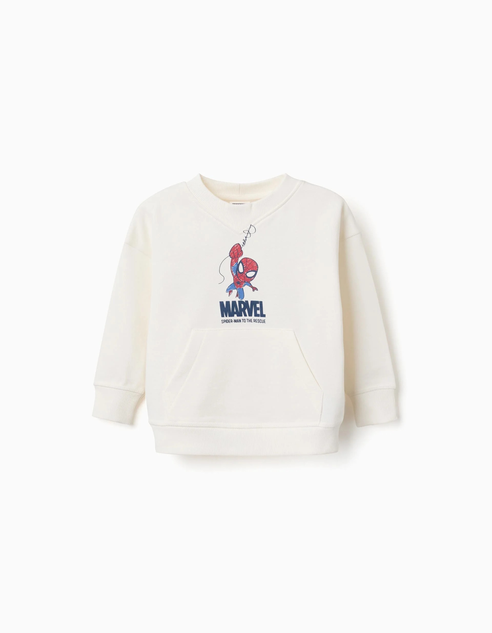 31081528041-0 Sweat-shirt en coton blanc à motifs Spider-Man pour bébés et garçons – Image 1