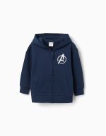 Veste à capuche en coton bleu marine avec imprimé Avengers pour garçon