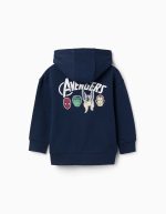 Veste à capuche en coton bleu marine avec imprimé Avengers pour garçon – Image 2