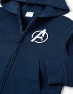 Veste à capuche en coton bleu marine avec imprimé Avengers pour garçon – Image 3