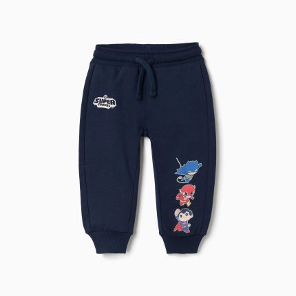 Pantalon de jogging en coton bleu marine avec motifs Super Friends pour bébés et garçons
