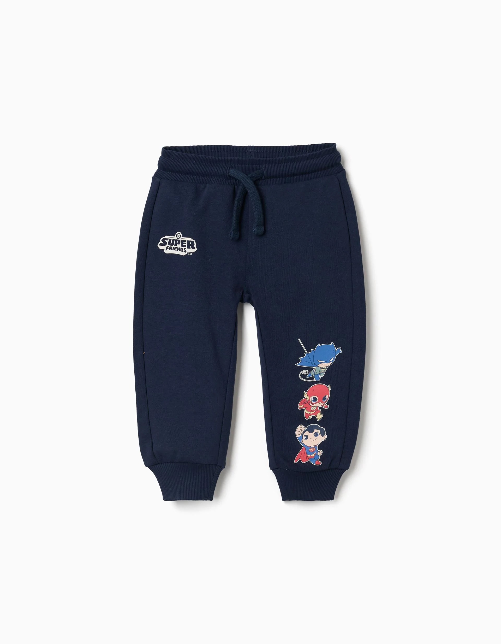 31081537006-0 Pantalon de jogging en coton bleu marine avec motifs Super Friends pour bébés et garçons – Image 1