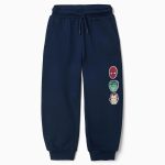 Pantalon de jogging en coton bleu marine avec imprimé Marvel et cordon de serrage pour garçon