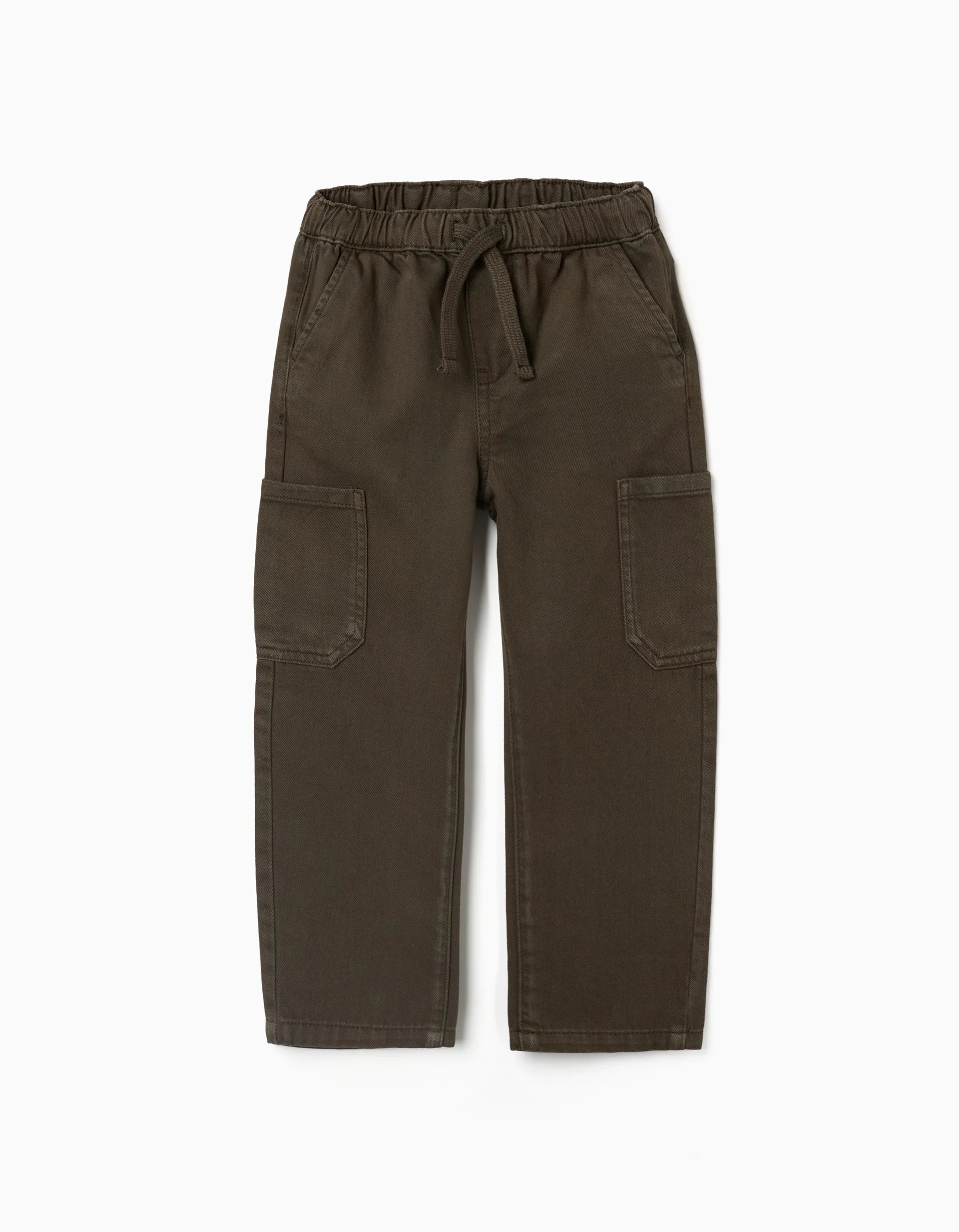 31081638009-0 Pantalon ample en sergé avec poches cargo pour garçon, marron – Image 1