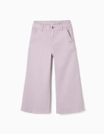 Pantalon en sergé à jambes larges et quatre poches pour filles, violet clair