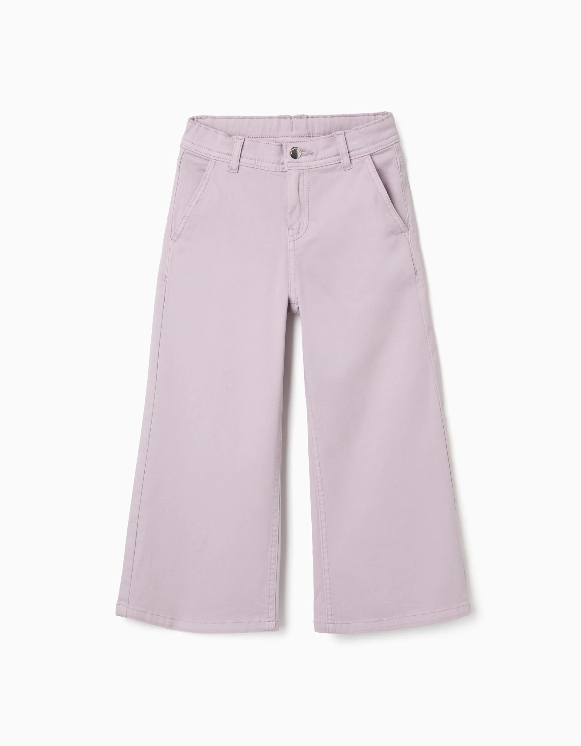 31081646031-0 Pantalon en sergé à jambes larges et quatre poches pour filles, violet clair – Image 1