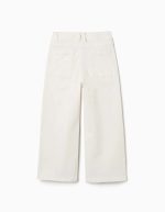 Pantalon en sergé à jambes larges et quatre poches pour filles, blanc – Image 2