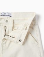 Pantalon en sergé à jambes larges et quatre poches pour filles, blanc – Image 3