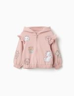Veste à capuche brossée avec imprimé Les Aristochats pour bébé fille, rose