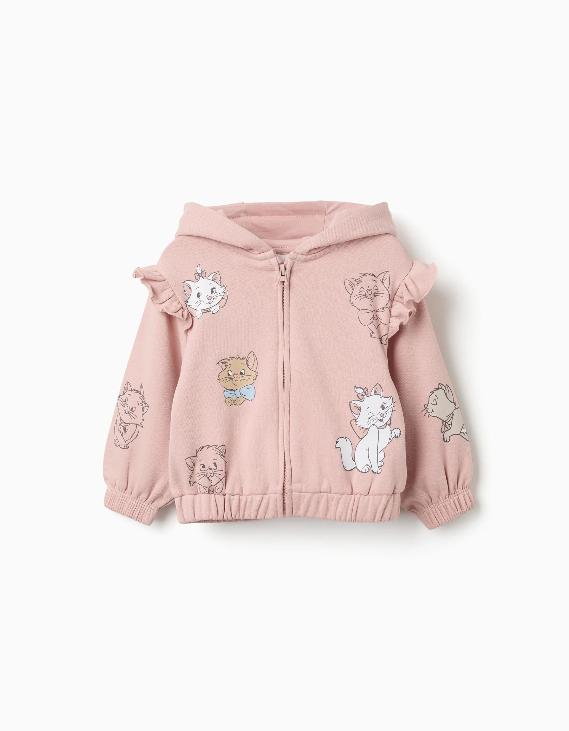 31081665031-0 Veste à capuche brossée avec imprimé Les Aristochats pour bébé fille, rose – Image 1