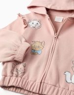 Veste à capuche brossée avec imprimé Les Aristochats pour bébé fille, rose – Image 3