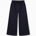 Pantalon large en polaire avec doublure brossée pour filles, bleu marine