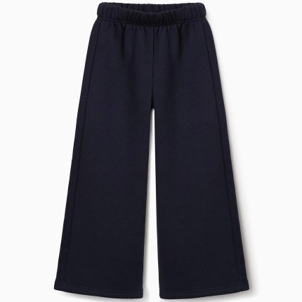 Pantalon large en polaire avec doublure brossée pour filles, bleu marine