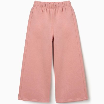 Pantalon large en polaire à doublure brossée pour filles, rose clair