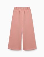 Pantalon large en polaire à doublure brossée pour filles, rose clair – Image 2