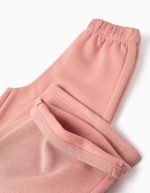 Pantalon large en polaire à doublure brossée pour filles, rose clair – Image 3