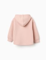 Sweat à capuche en maille brossée à imprimé floral pour filles, rose clair – Image 2