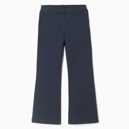 Jeggings évasés en maille brossée pour filles, bleu marine
