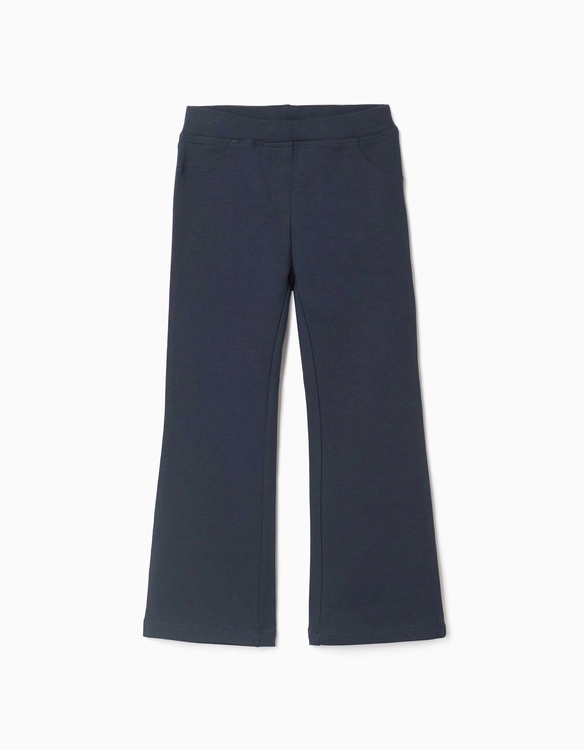 31081717006-0 Jeggings évasés en maille brossée pour filles, bleu marine – Image 1