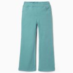 Jeggings évasés en maille brossée pour filles, bleu-vert