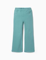 Jeggings évasés en maille brossée pour filles, bleu-vert