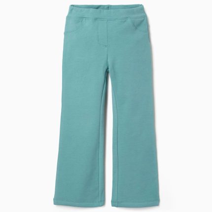 Jeggings évasés en maille brossée pour filles, bleu-vert
