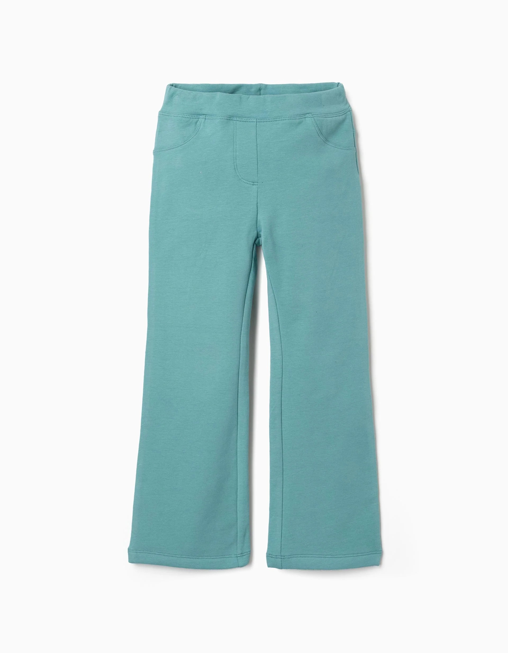 31081717766-0 Jeggings évasés en maille brossée pour filles, bleu-vert – Image 1
