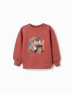 Sweat-shirt brossé à motif artistique et naturel pour filles, couleur terre cuite