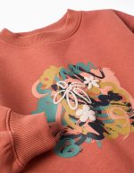 Sweat-shirt brossé à motif artistique et naturel pour filles, couleur terre cuite – Image 3