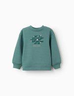 Sweat-shirt brossé à motifs artistiques et naturels pour filles, bleu-vert