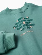 Sweat-shirt brossé à motifs artistiques et naturels pour filles, bleu-vert – Image 3
