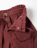 Pantalon Roma en maille à jambes larges avec ceinture pour filles, marron – Image 3