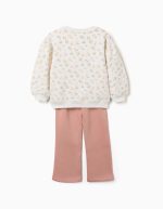 Ensemble de jogging en maille brossée à imprimé floral pour filles, blanc/rose – Image 2
