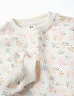 Ensemble de jogging en maille brossée à imprimé floral pour filles, blanc/rose – Image 3