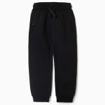Pantalon de jogging en polaire avec cordon de serrage et poches pour garçon, noir
