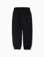 Pantalon de jogging en polaire avec cordon de serrage et poches pour garçon, noir