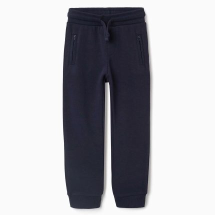 Pantalon de jogging en polaire avec cordon de serrage et poches pour garçon, bleu marine