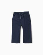 Pantalon en sergé coupe slim avec cordon de serrage pour bébé garçon, bleu marine
