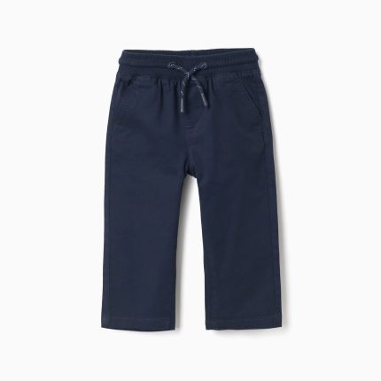 Pantalon en sergé coupe slim avec cordon de serrage pour bébé garçon, bleu marine