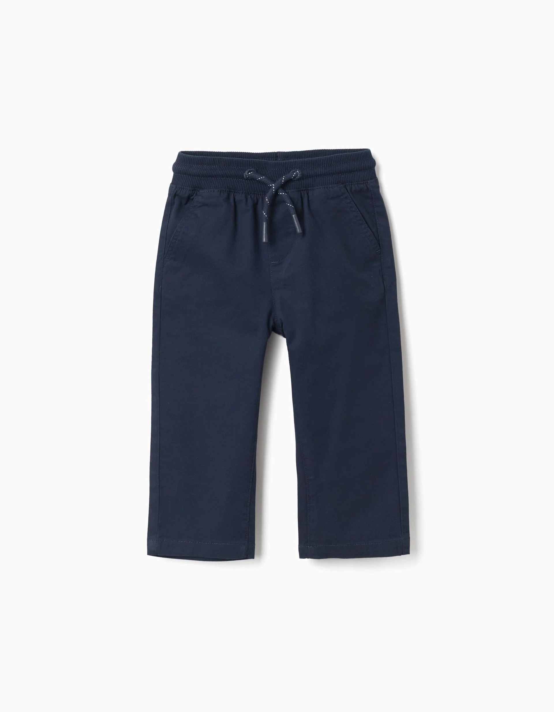 31081935006-0 Pantalon en sergé coupe slim avec cordon de serrage pour bébé garçon, bleu marine – Image 1