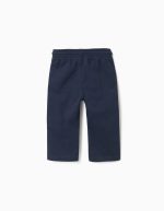 Pantalon en sergé coupe slim avec cordon de serrage pour bébé garçon, bleu marine – Image 2