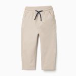 Pantalon en sergé coupe slim avec cordon de serrage pour bébé garçon, beige clair