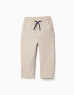 Pantalon en sergé coupe slim avec cordon de serrage pour bébé garçon, beige clair