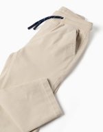 Pantalon en sergé coupe slim avec cordon de serrage pour bébé garçon, beige clair – Image 3
