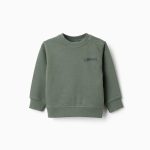 Sweat-shirt en coton avec imprimé ZY pour bébé garçon, vert foncé