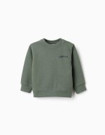 Sweat-shirt en coton avec imprimé ZY pour bébé garçon, vert foncé